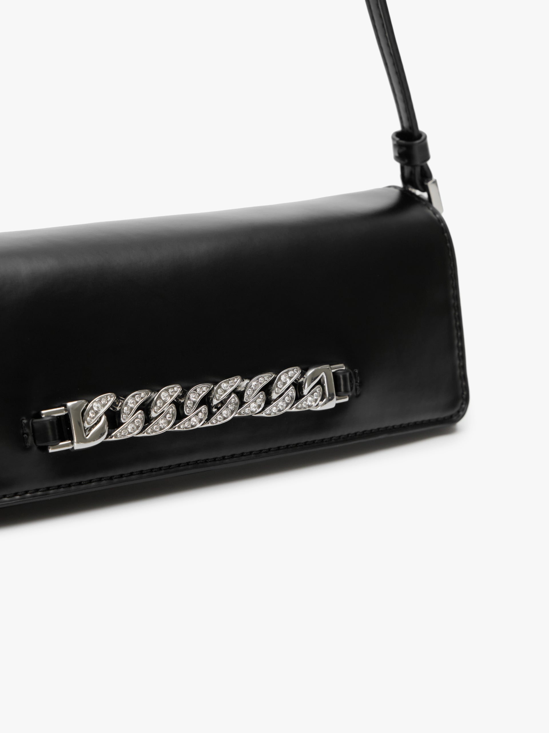 Faux Leather Baguette Bag in Black