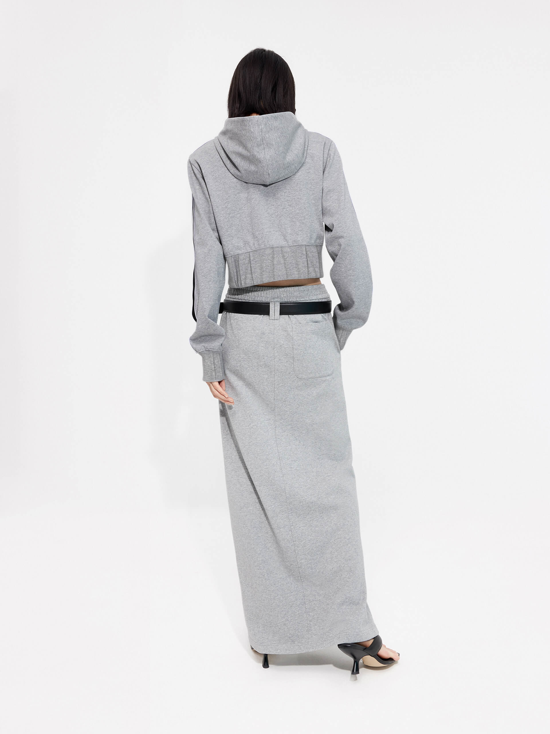 Women's Cropped Athleisure and Causal Hoodie Jacket in Grey