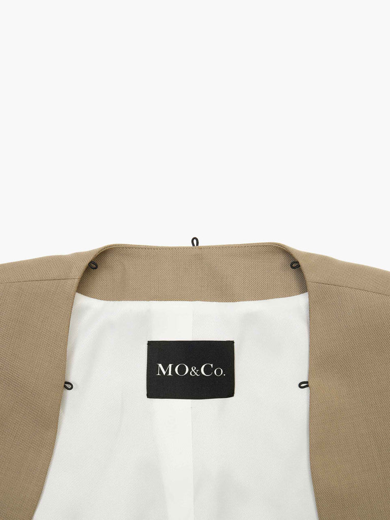 MO&Co. Women's Two Piece Wool-blend Blazer Dress Fitted Chic Criss Cross Neck