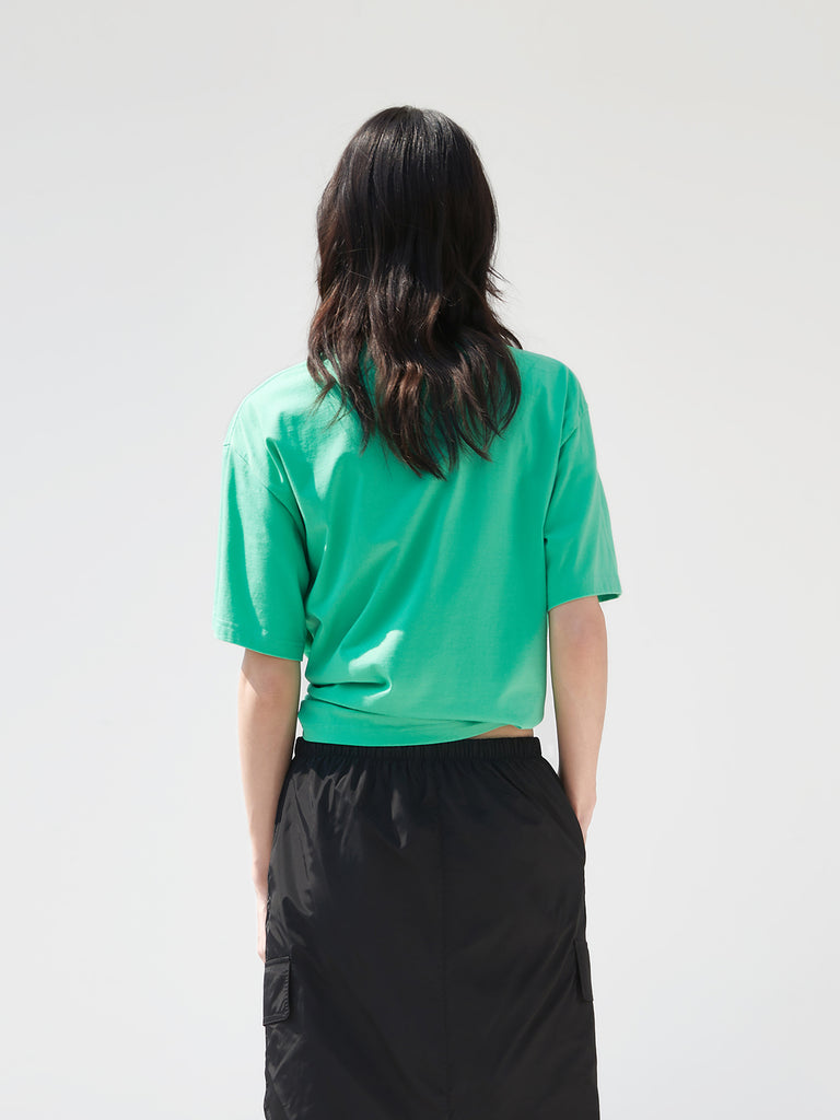 Green Sweetheart Print Cotton Causal Short Sleeves T-Shirt