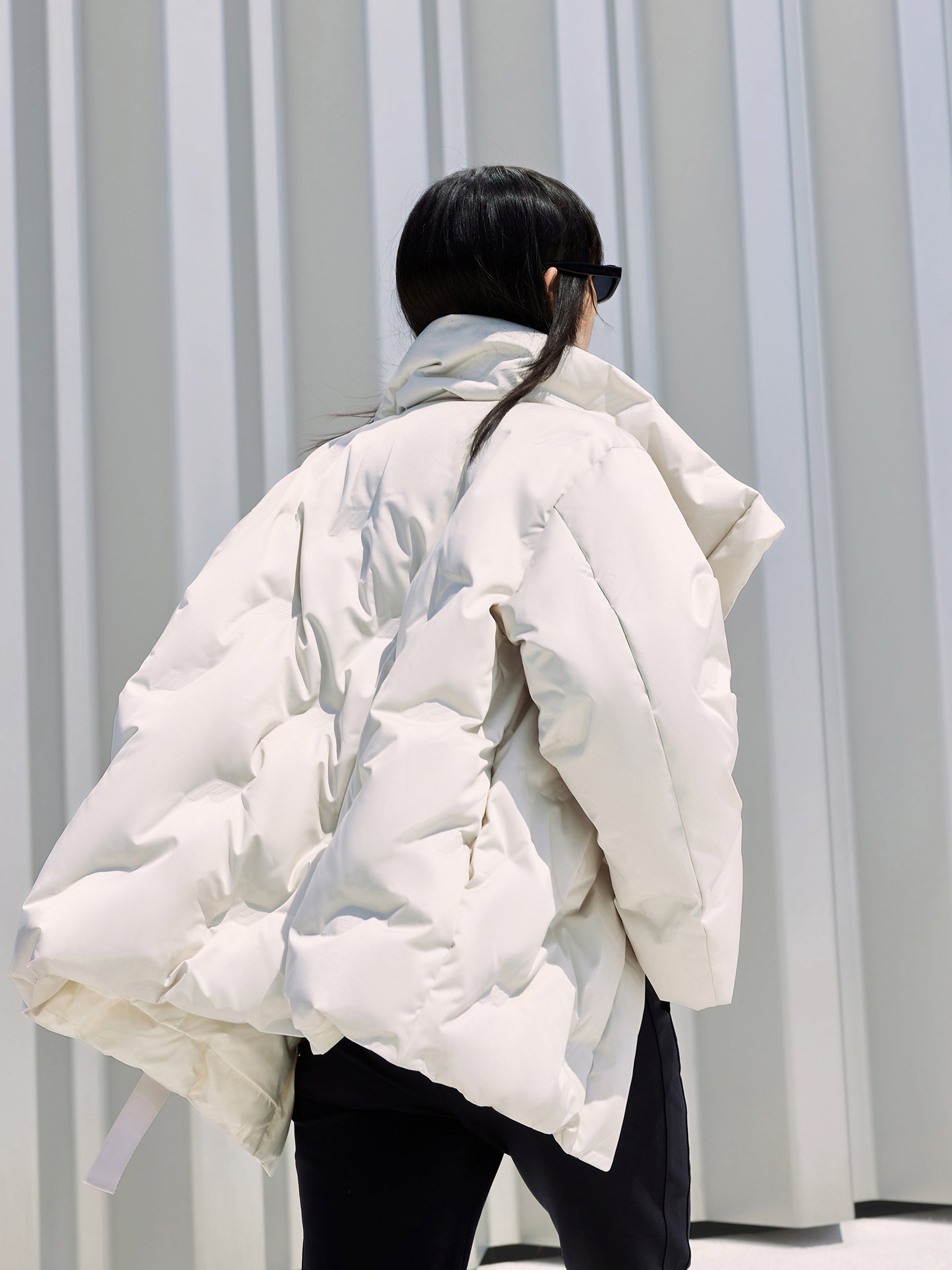 Lapel Collar White Down Jacket