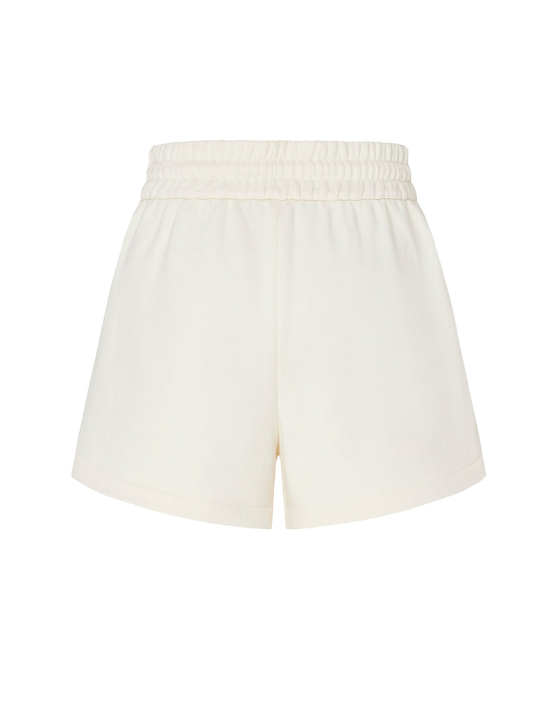 Beige Elasticated Casual Shorts in Cotton