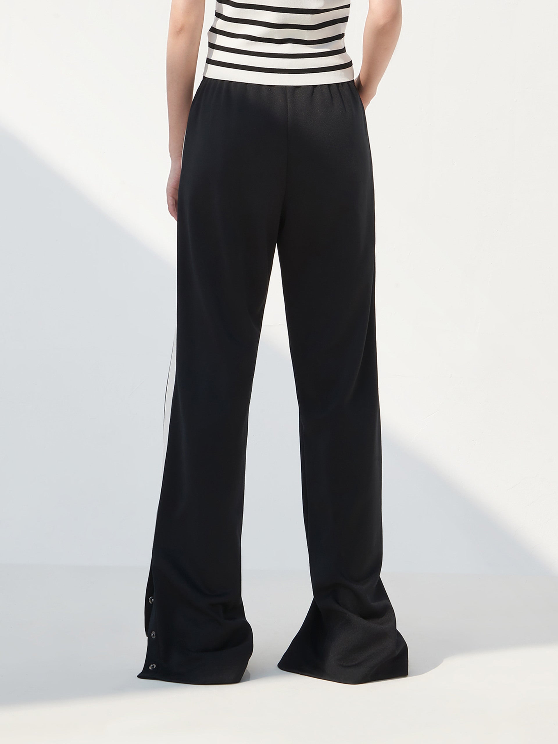 Contrast Drawstring Waist Full Length Causal Pants