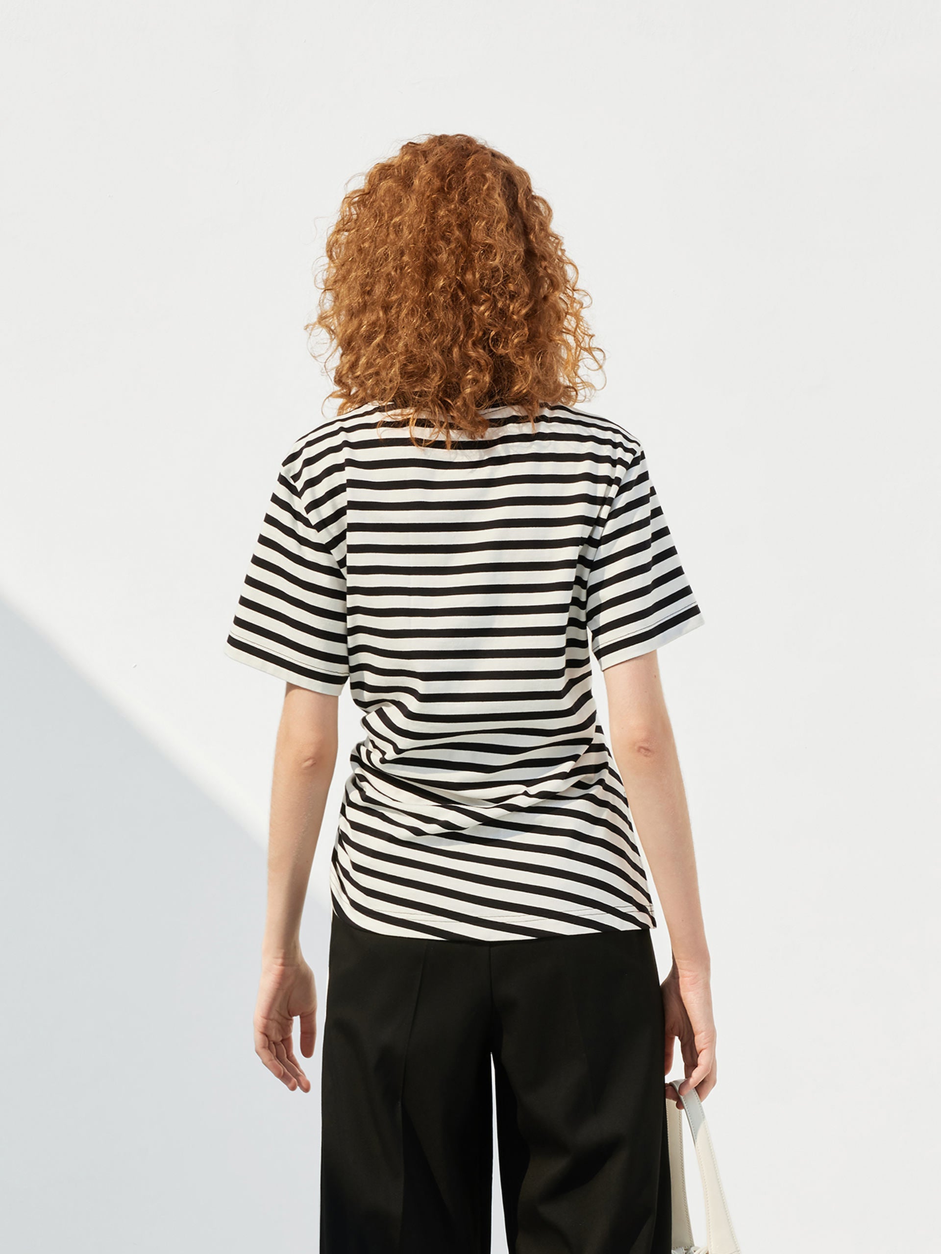 Striped Drawstring Detail Short Sleeves T-shirt