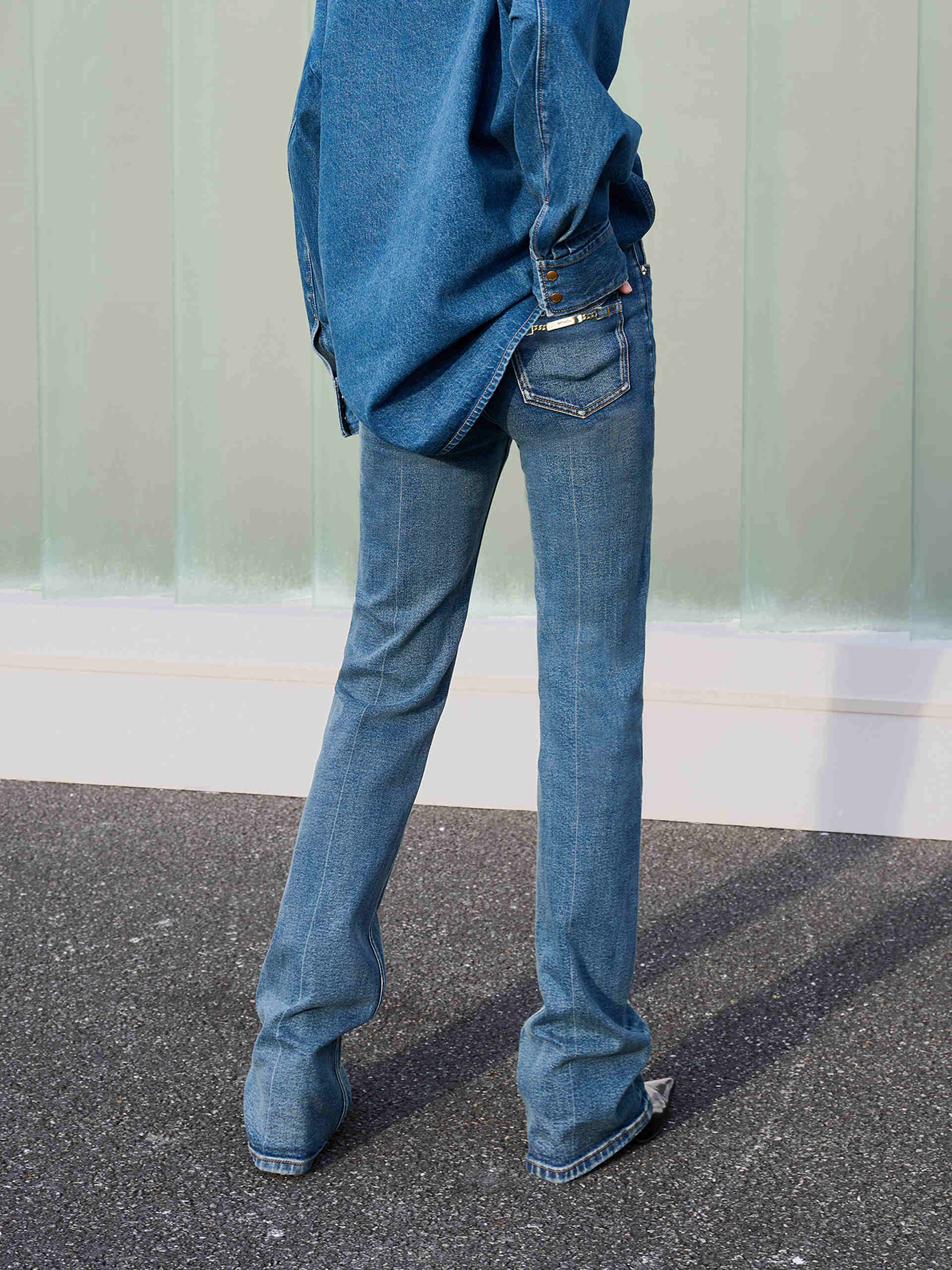 Straight and Flared Full Length Vintage Blue Jeans