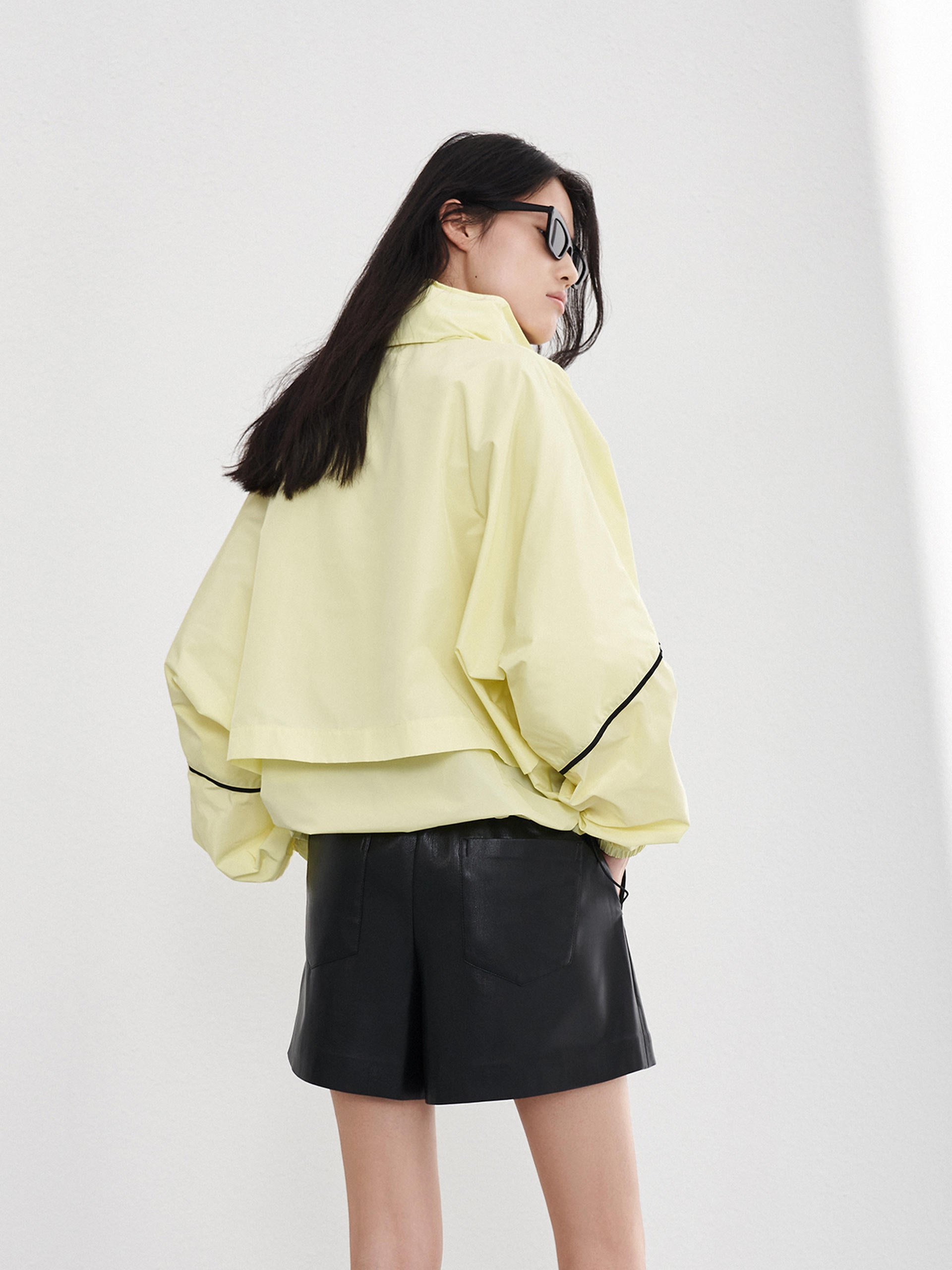 Women's Contrast Hooded Gorpcore Jacket in Yellow