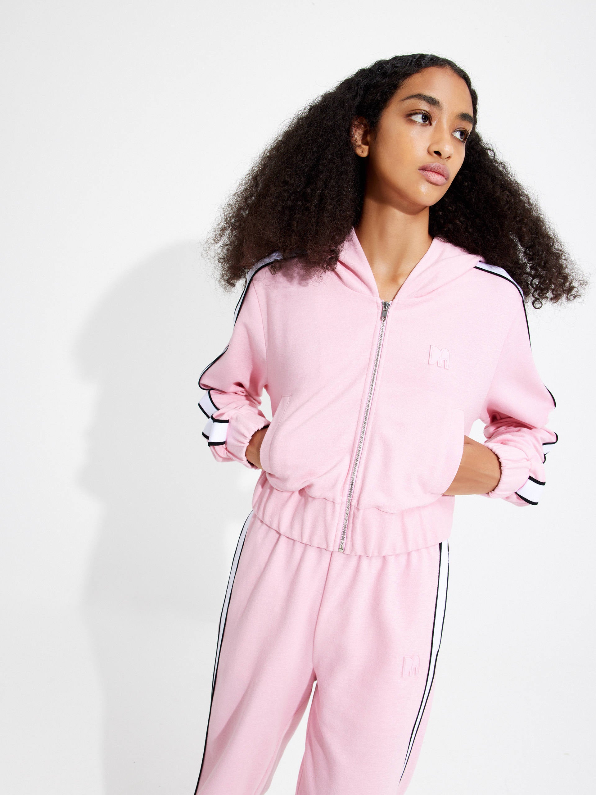 Women's Cropped Athleisure and Causal Hoodie Jacket in Pink