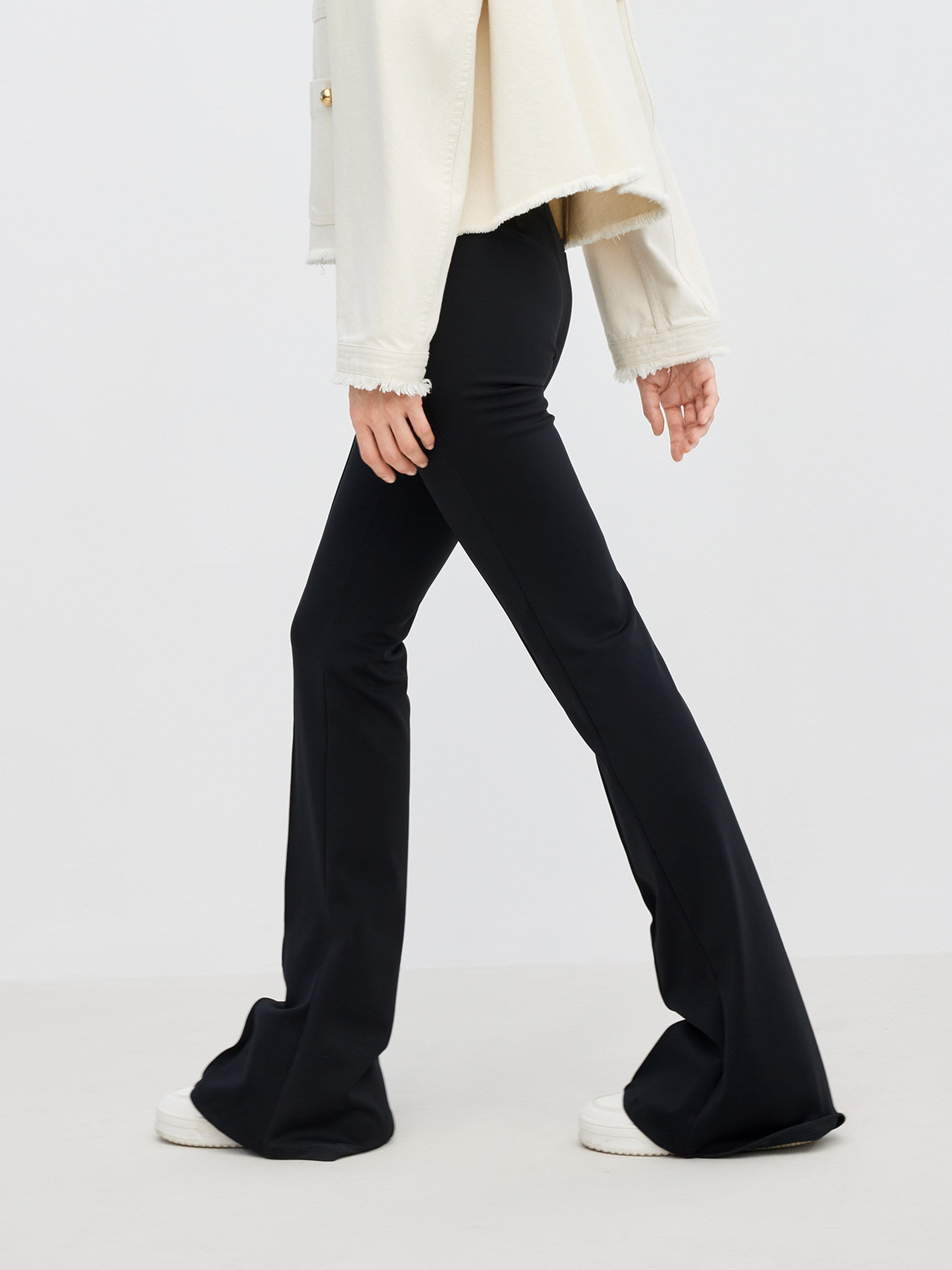 Tailored Full-length Flared Black Trousers