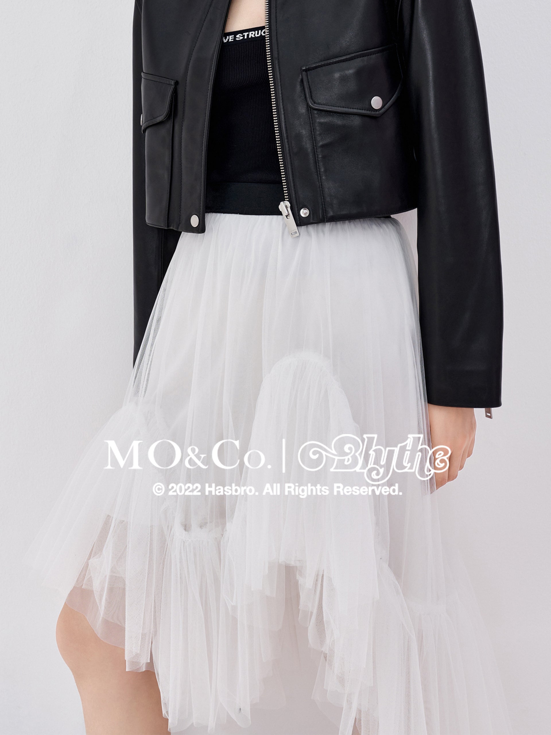 MO&Co.｜Blythe Collaboration Irregular Elastic Skirt Loose Casual  Black Skirt