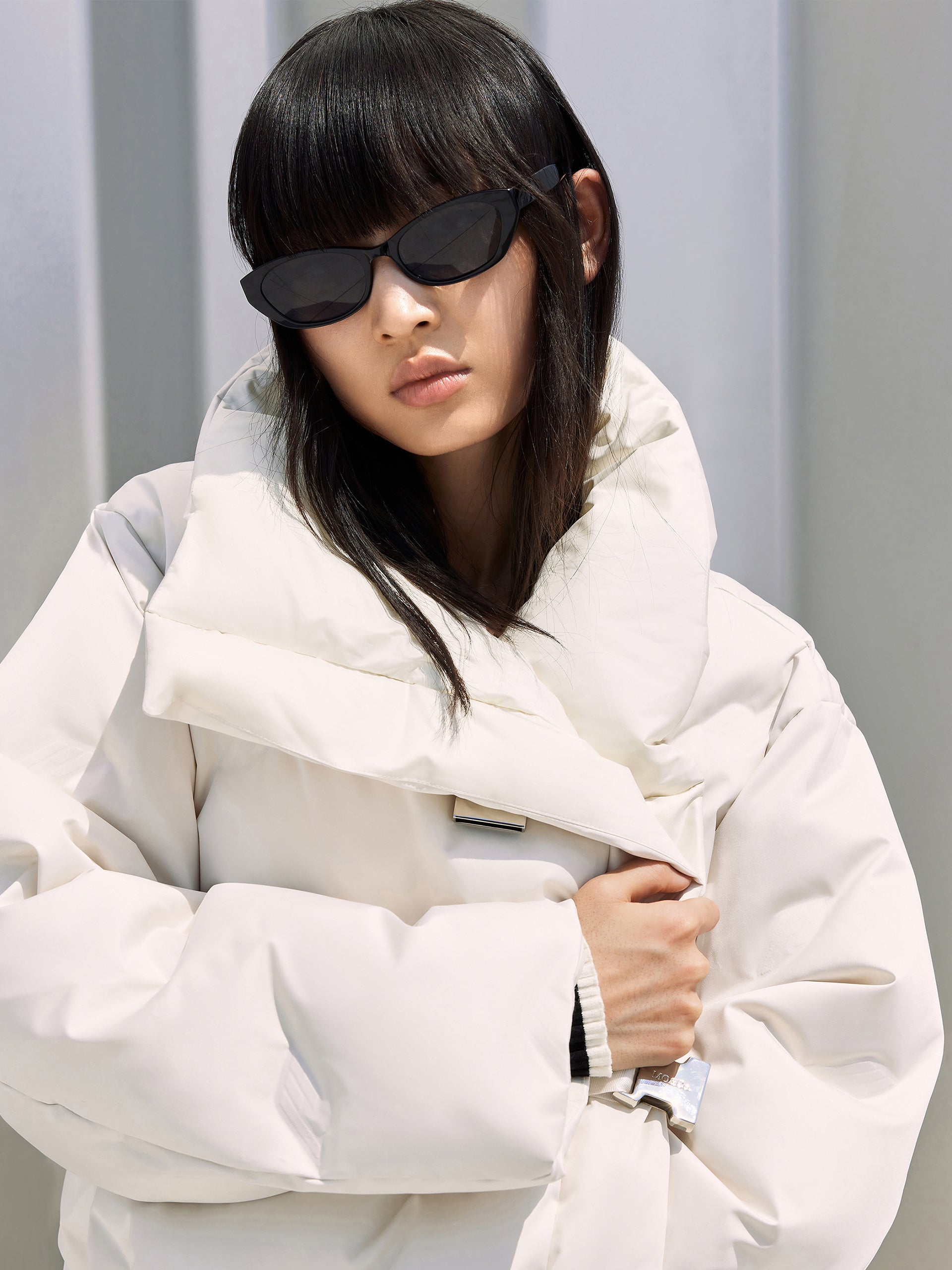 Lapel Collar White Down Jacket