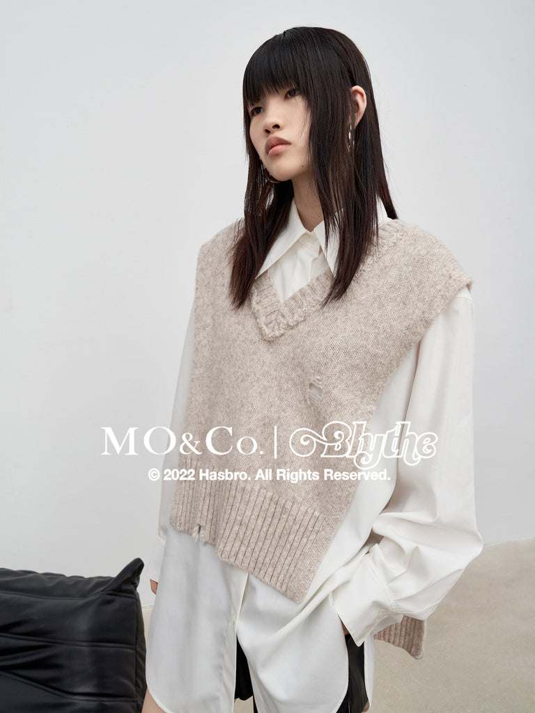 MO&Co.｜Blythe Collaboration Two-Piece Dress Fitted Casual V Neck  Long Sleeve Dress