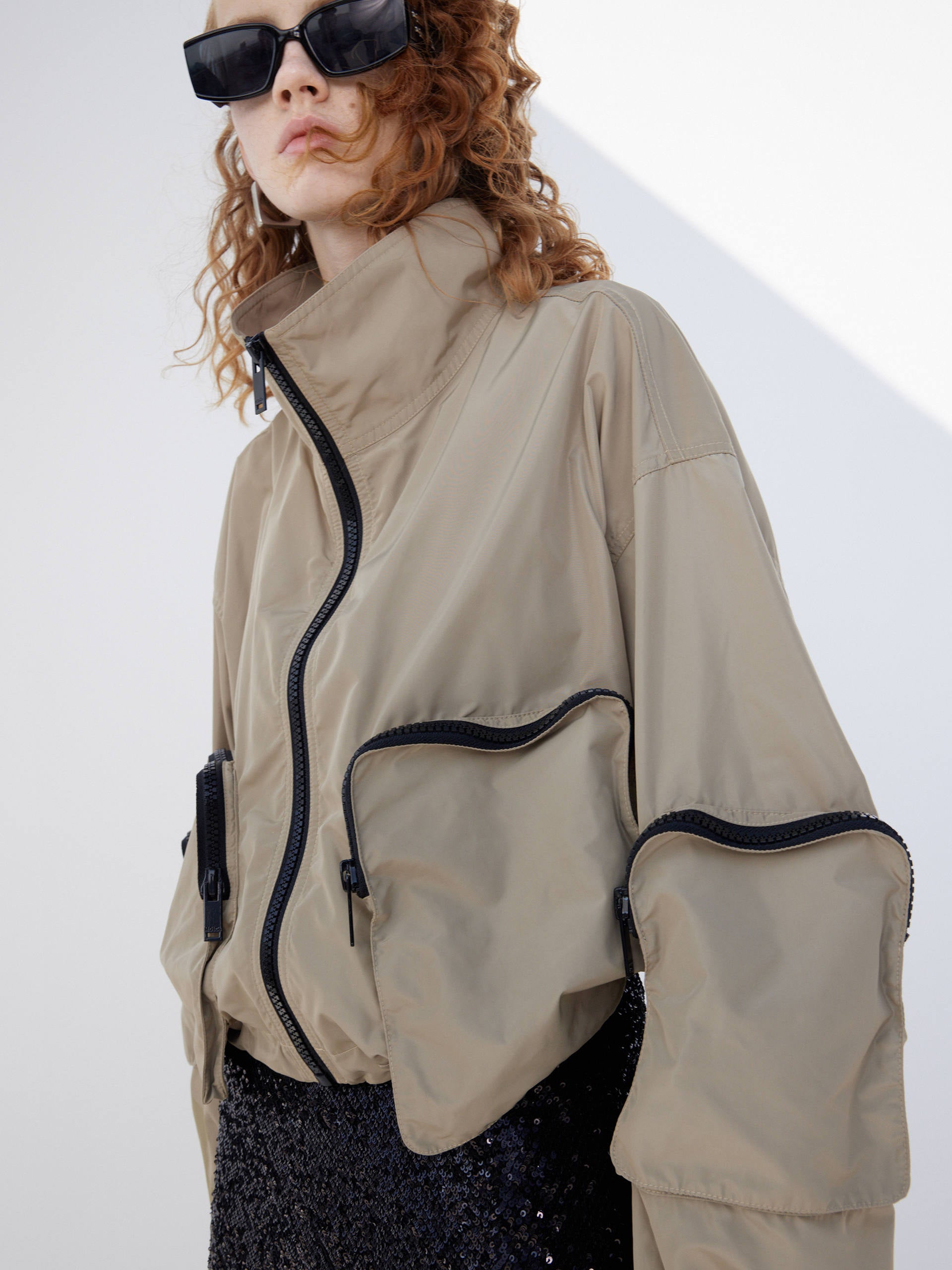 Athleisure Cropped Gorpcore Jacket in Olive