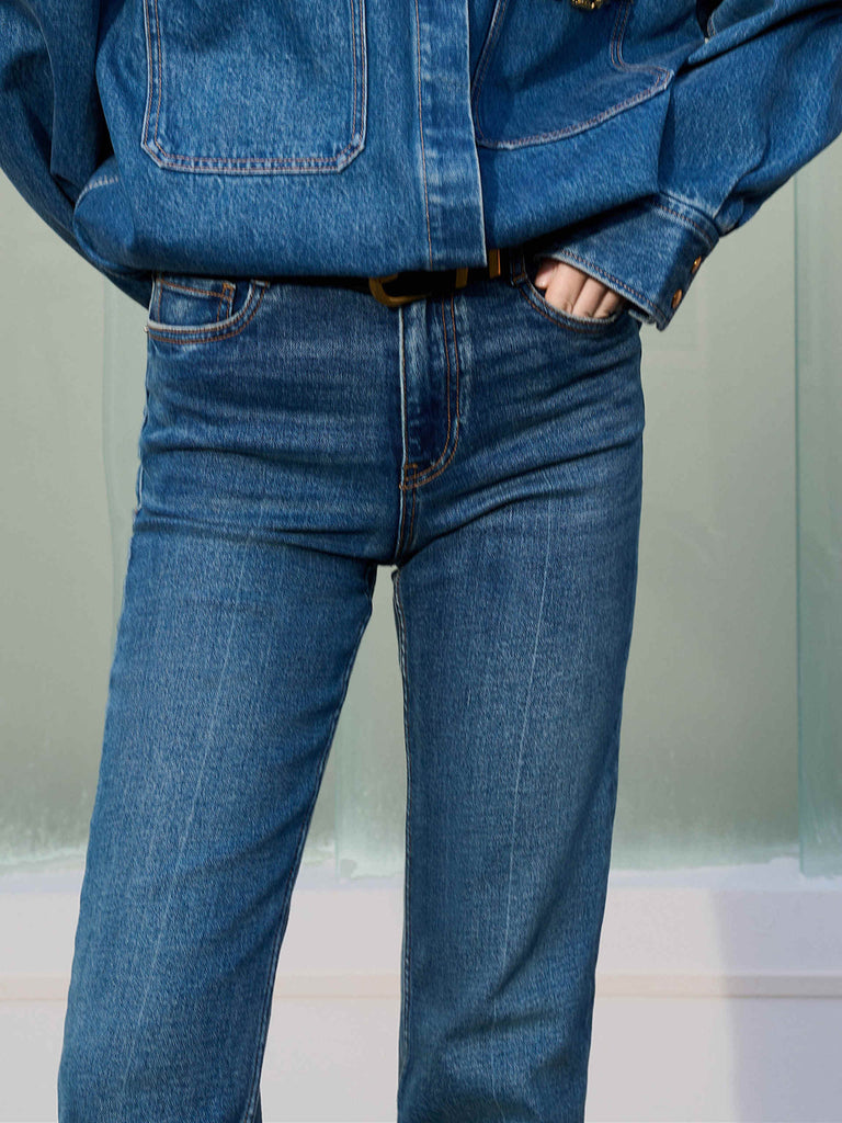 Straight and Flared Full Length Vintage Blue Jeans