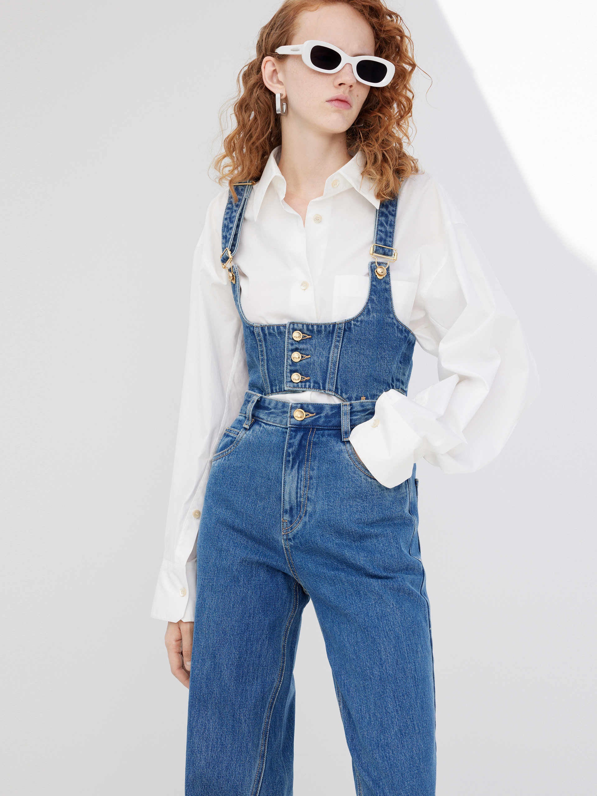 Detachable Two Piece Blue Denim Jumpsuit