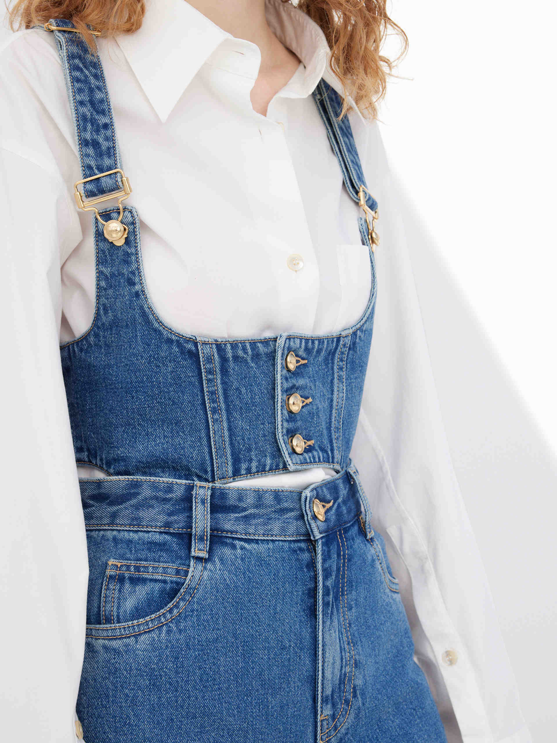 Detachable Two Piece Blue Denim Jumpsuit