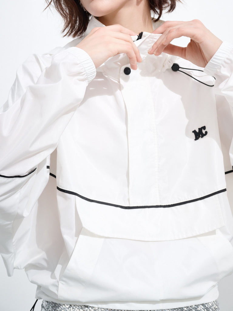 Women's Contrast Hooded Gorpcore Jacket in White