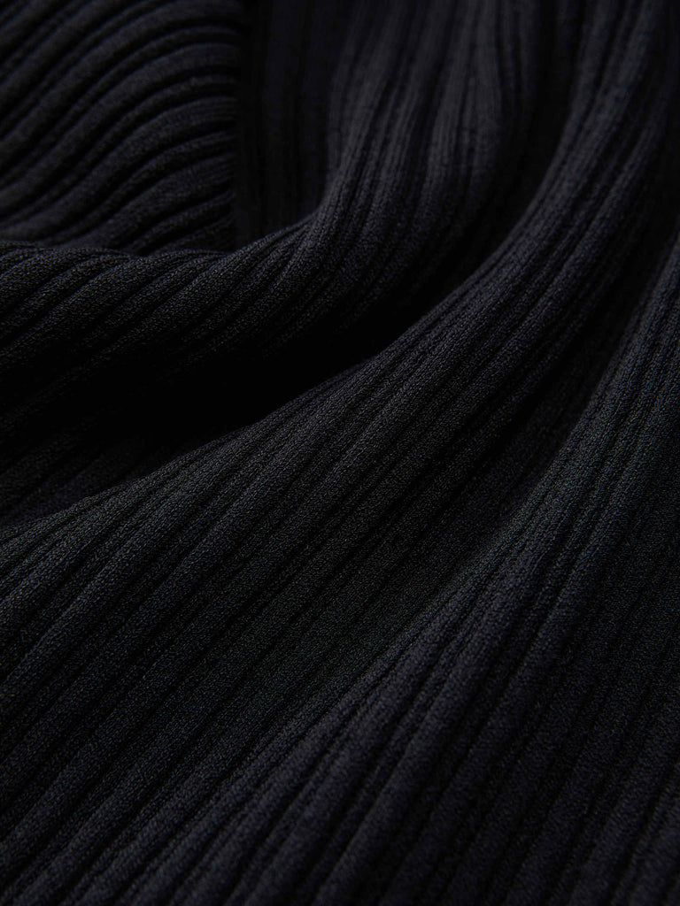 MO&Co. Women's Half Zipped Sleeveless Rib Top Pullover in Black