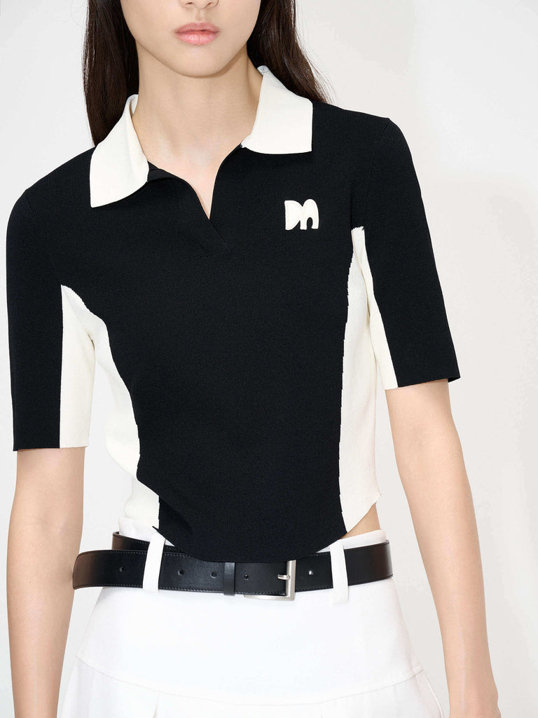 MO&Co. Women's Color Blocked Athflow Style Cropped Top for Streetwear