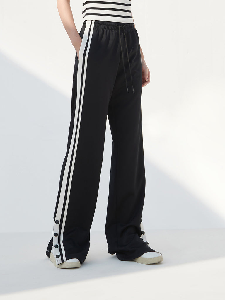 Contrast Drawstring Waist Full Length Causal Pants