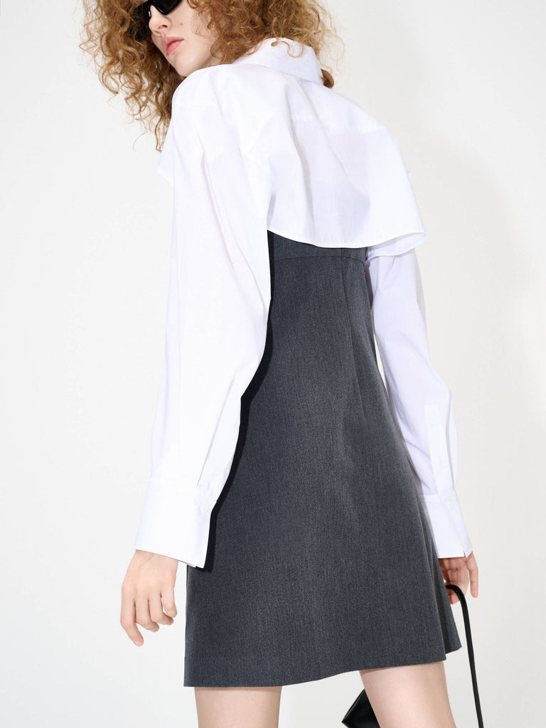 MO&Co. Women's Contrasting Shirt Mini Dress Set Two-piece in Grey