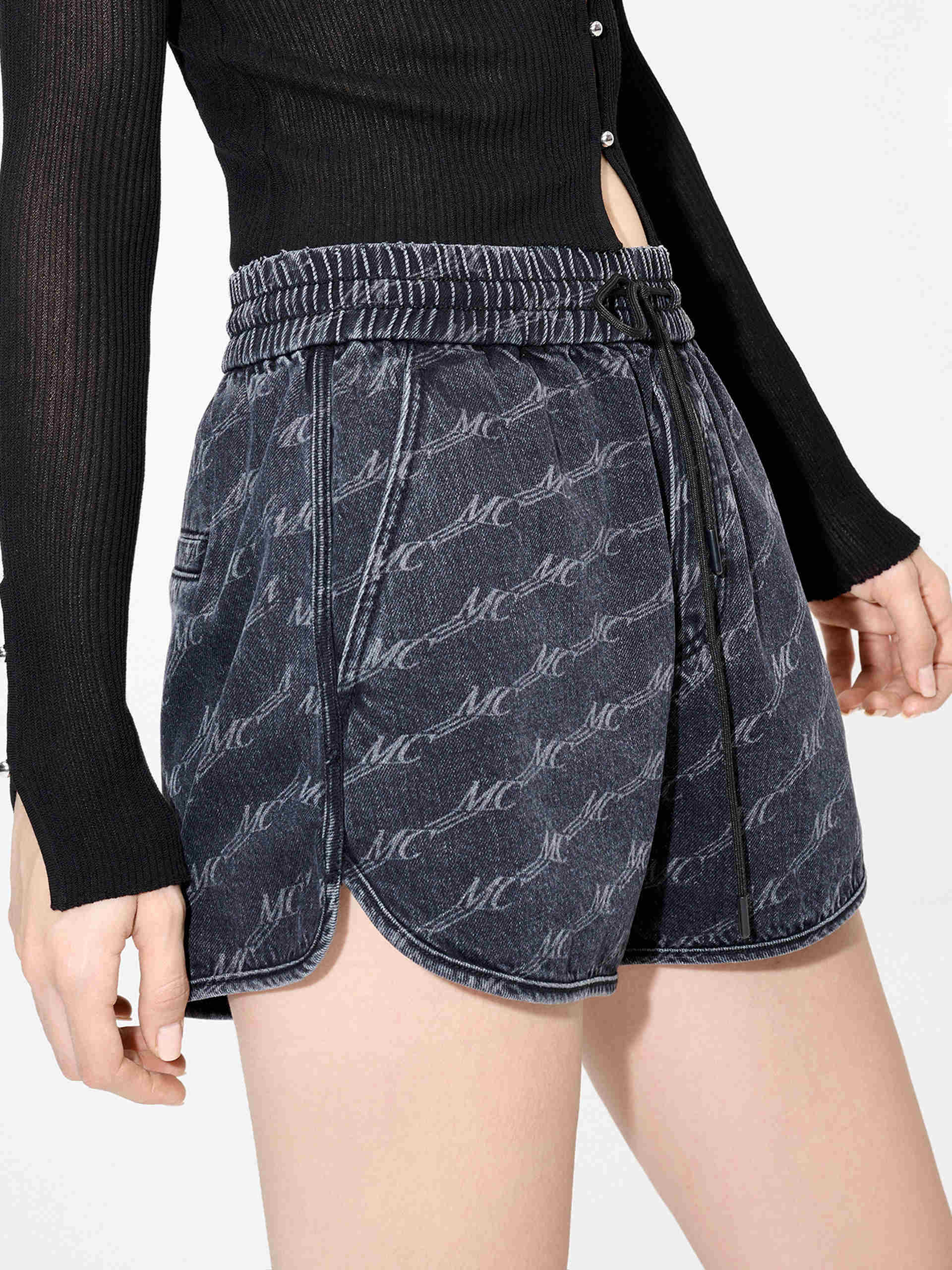 Women's Monogram Print Causal Denim Shorts