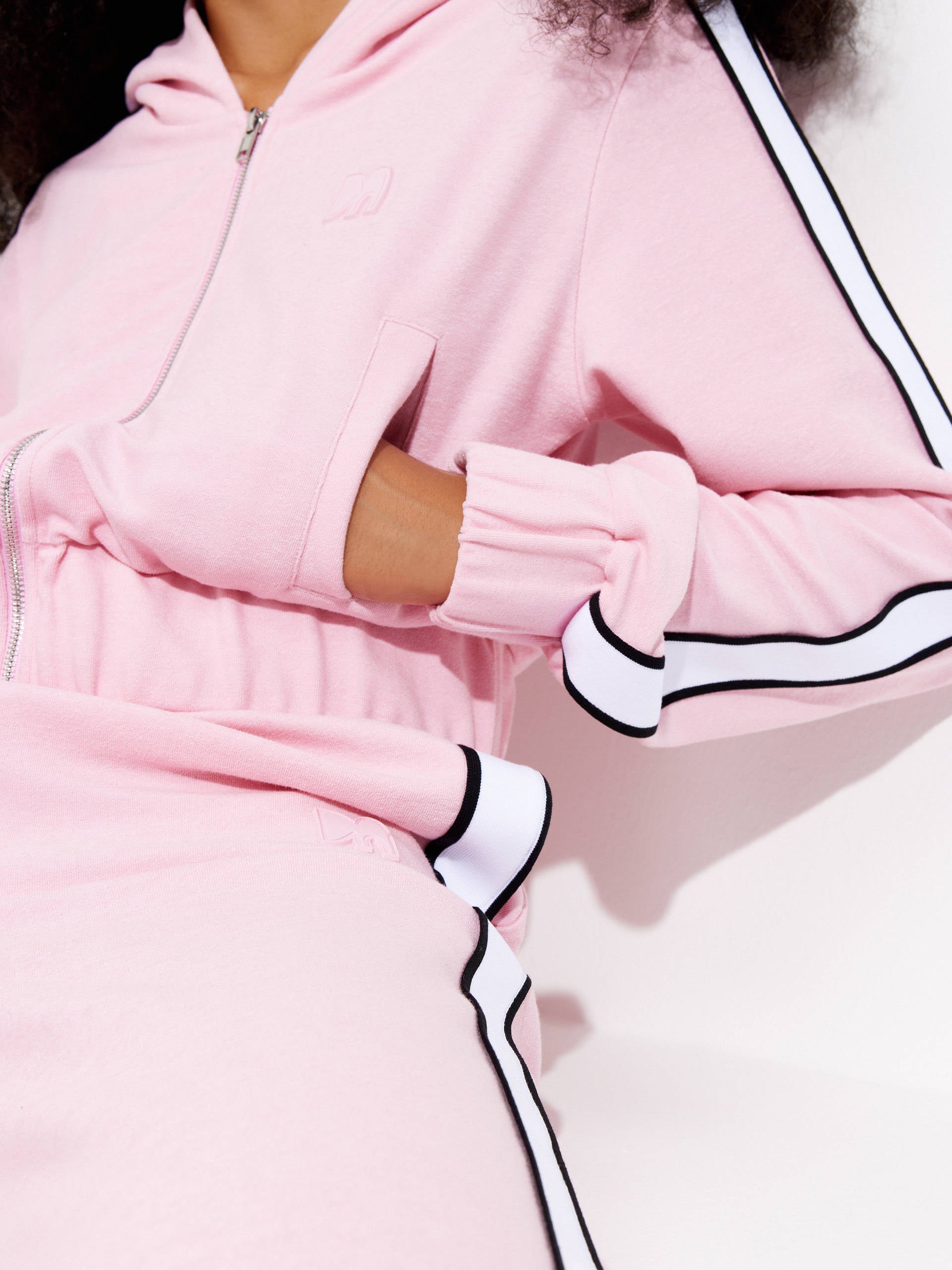 Women's Cropped Athleisure and Causal Hoodie Jacket in Pink