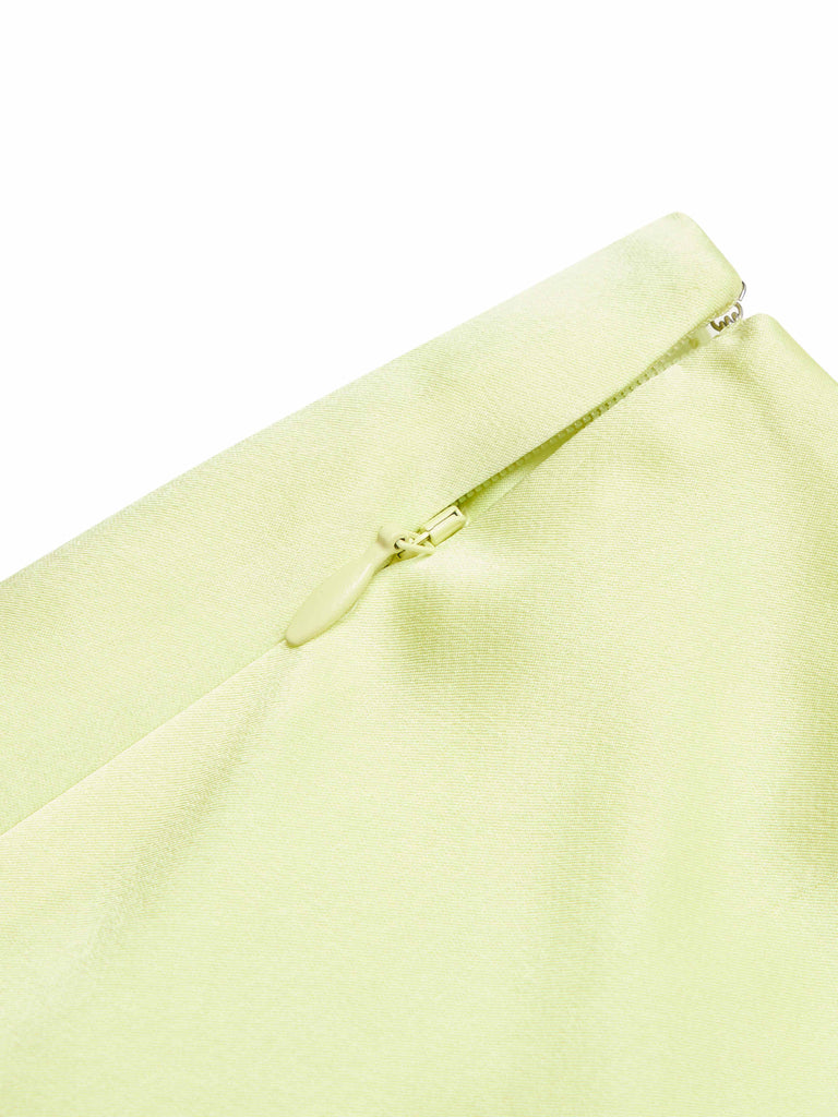 Women's Slit Draped Triacetate Blend Midi Skirt in Yellow